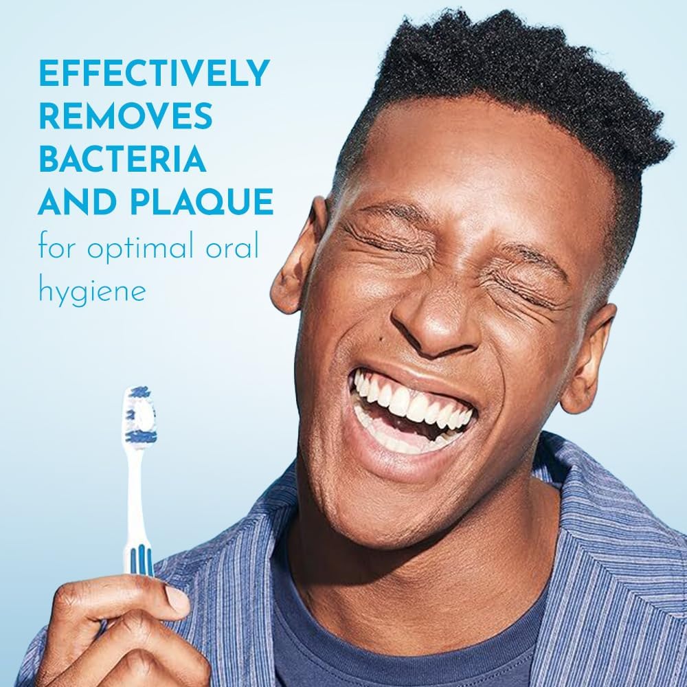 REACH Essential Care Interdental Medium Toothbrush, Single Pack x 8, Full Head Hard Bristles Manual Toothbrushes, Variety of Colours Multipack, Daily Oral Enamel Dental Care