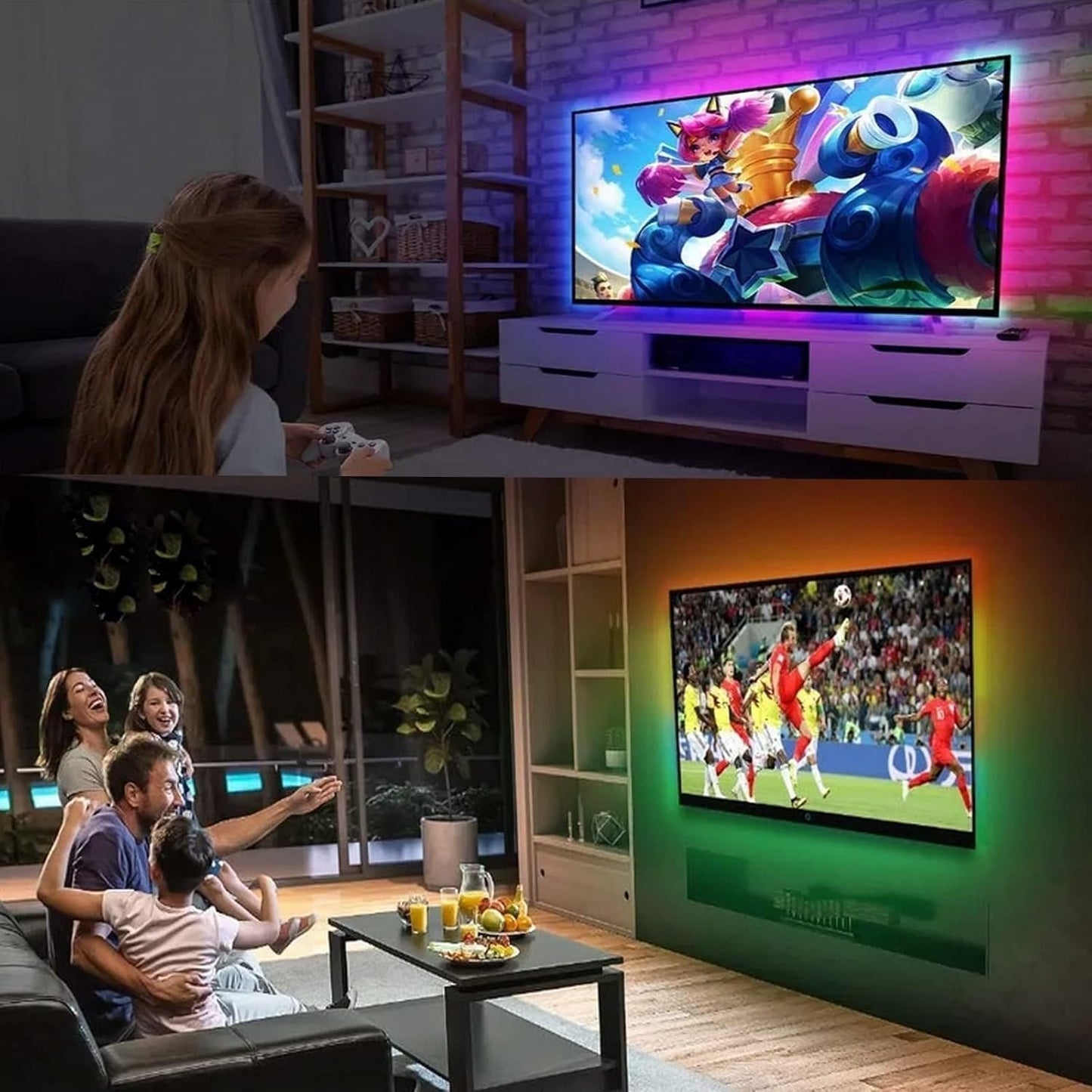 Hnogax TV LED Strip Lights with Music Sync, 16.4ft/5M RGB Ambient Backlight for 40-75 Inch TVs, Smart Lighting for Gaming & Home Theater [Easy Installation]