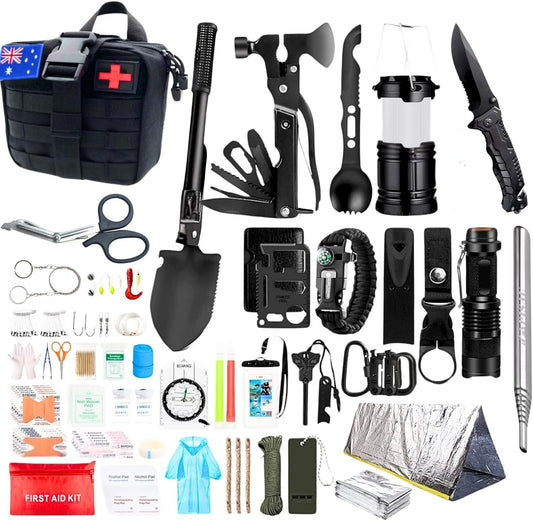PISAU Survival Kits, 250 Pcs Emergency First Aid Kit Supplies for Vehicles Travel car Camping Hiking Disaster Preparedness