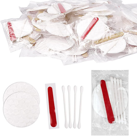 HQSLsund 100 Pack Hotel Vanity Set Individually Wrapped, Bulk Hotel Amenities Kit, Hotel Hospitality Set, Hygiene Products Include Cosmetic Cotton Pads, Cotton Swabs, Nail File (Paper Sticks)