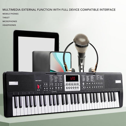 61 tasti per pianoforte per tastiera, pianoforte digitale elettronico portatile con supporto per foglio microfono per altoparlanti incorporato e cavo di ricarica USB mini
