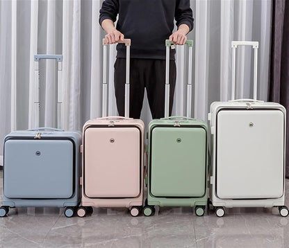 Suitcase Suitcases with Universal Wheel Security Luggage USB Interface Lightweight TSA Code Lock Carry-on Suitcase (Color : A, Size : 24in)