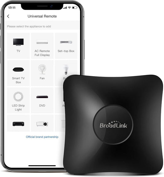 Broadlink RM4 pro Smart Remote Control Hub Wi-Fi IR/RF Blaster for Smart Home Automation, TV, Curtain, Shades Remote, Works with Alexa, Google Assistant, IFTTT, Black