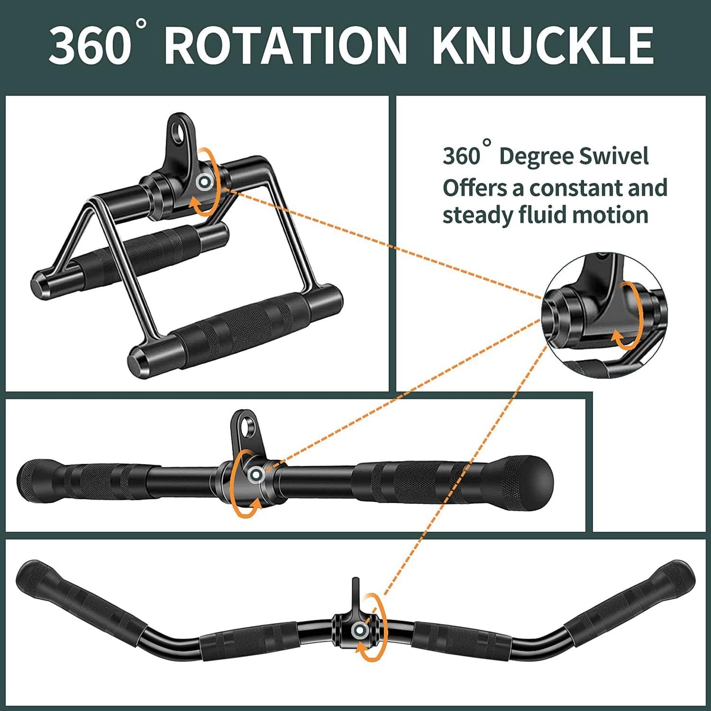 WNOEY Solid Steel Cable Machine Accessories for Home Gym, Triceps Pull Down Attachment, Cable Attachments for Gym, LAT Pull Down Attachment Weight Fitness