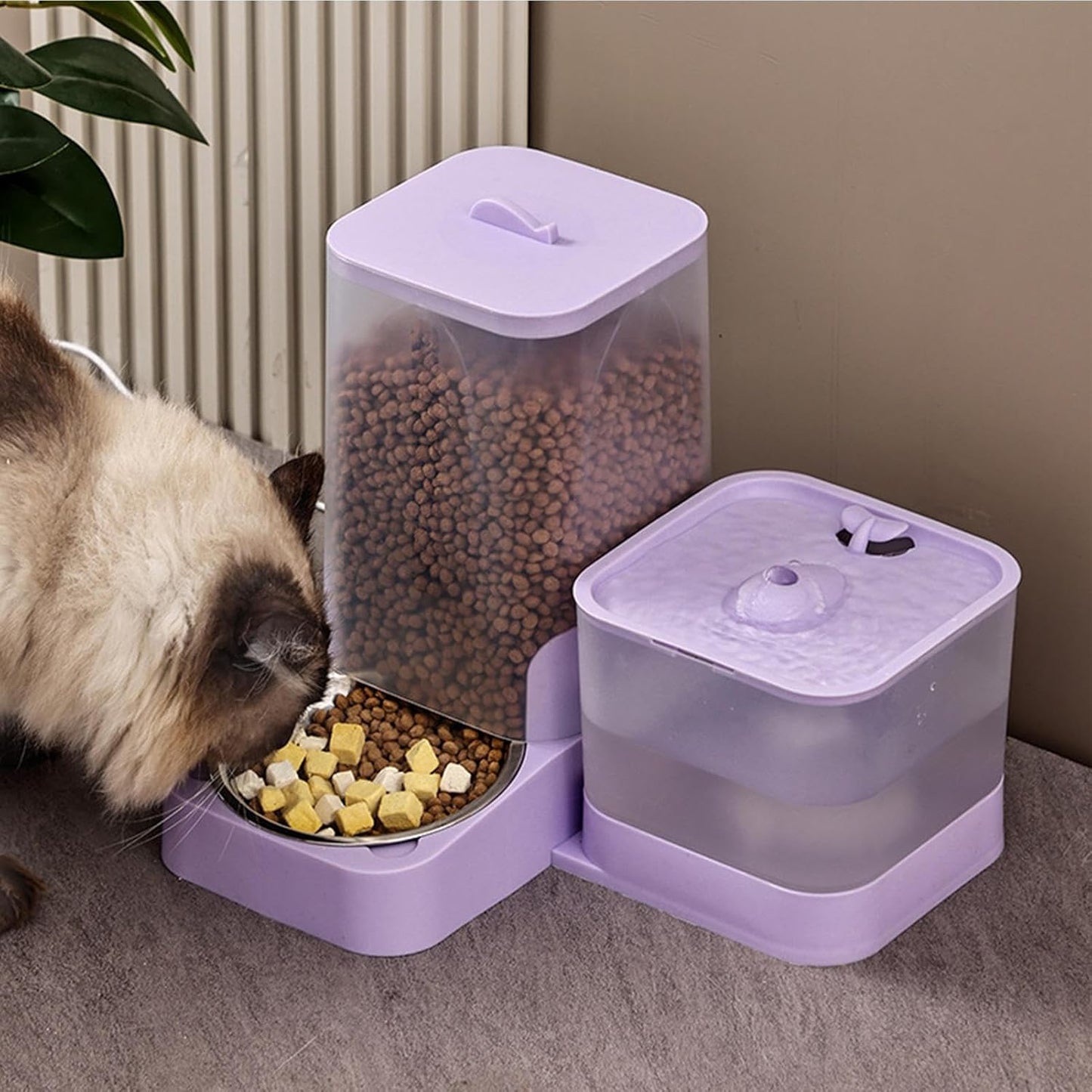 Auto Cat Feeder - Automatic Dog Feeder Large Breed,Drinker Waterer Large Capacity Pet Supplies, Storage Container for Kitten Puppy Feeding Watering