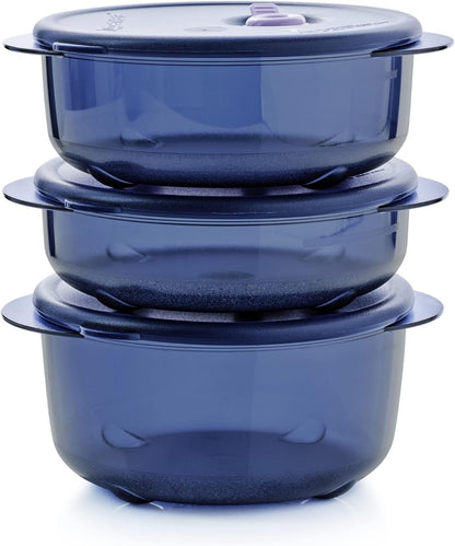 Tupperware Brand Vent â€˜N Serve Container Set - 3 Small Round Containers to Prep, Freeze & Reheat Meals + Lids - Dishwasher, Microwave & Freezer Safe - BPA Free
