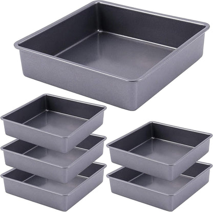 ZOENHOU 6 Set 8 Inch Baking Pan Square Cake Pan, Nonstick Bakeware Brownie Baking Pan, Carbon Steel Toaster Oven Square Sheet Pan