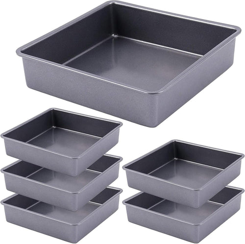 ZOENHOU 6 Set 8 Inch Baking Pan Square Cake Pan, Nonstick Bakeware Brownie Baking Pan, Carbon Steel Toaster Oven Square Sheet Pan
