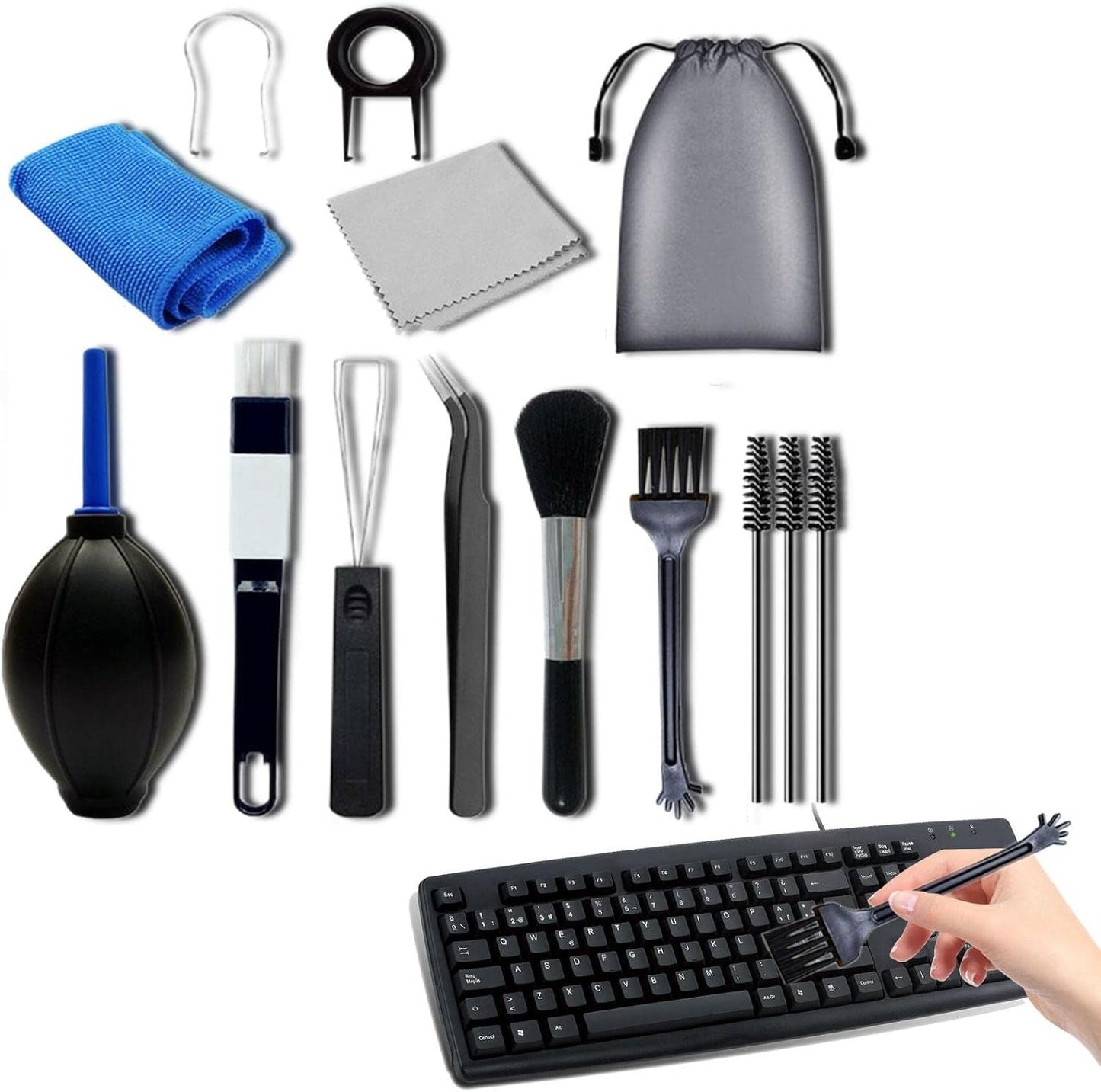 Keyboard Cleaner Kit | Dust Cleaner for PC Keyboard Cleaning Car Detailing, Mechanical Keyboard Cleaning Tool, Cleaning Kit Compatible Laptop/PC/Computer/Keyboard/Laptop/Camera/Phone/Earbud