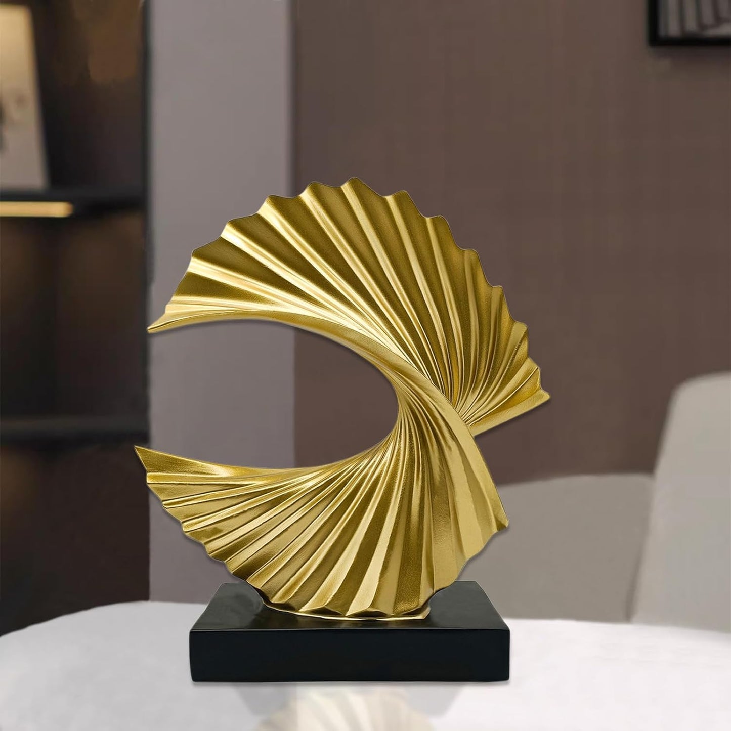 Paytonture Gold Ocean Wave Statue - Modern Abstract Art Decor for Home, Office Desk, and Shelf - Resin Accent Piece for Men
