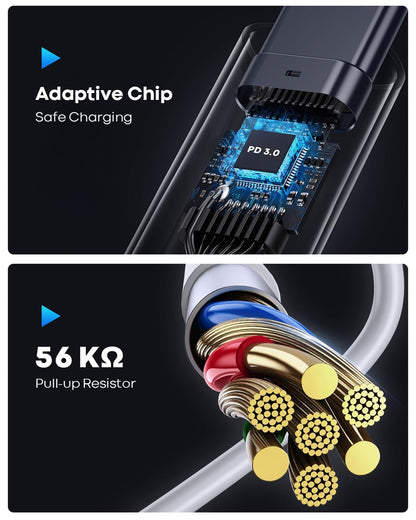 USB Adapter Cable Conversion Storage Box 9 in 1 Cable Case Multi-Type Charging Convertor USB C to Lightning Type C Micro Data Transfer Tool, White