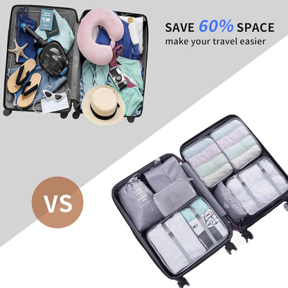 SINZUX Space-Saving Suitcase Organizer, 10 Pieces Travel Suitcase, Grey Dividers Suitcase for Storing Clothes on Travel and Home, Packing Cubes for Cosmetics Clothing Shoes