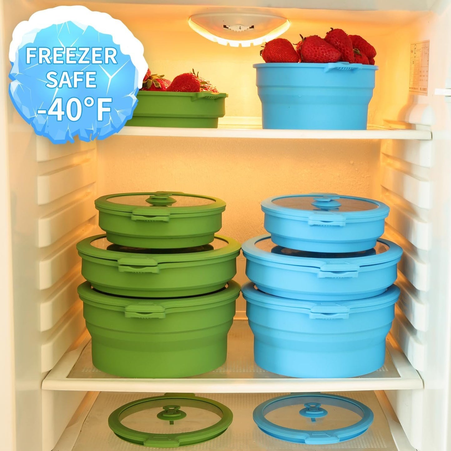 Collapsible Silicone Microwave Cookware Cooker Steamer for Cooking with Lids, 0.8L Glass Food Storage Container Sealed Bowl Mixing Bowls 2pc Set BPA Free