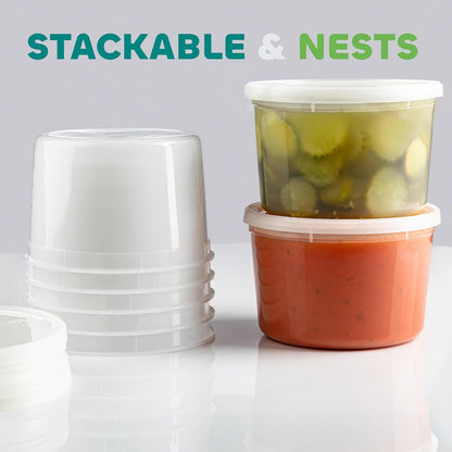 64 oz Food Storage Containers with Lids Pack of 6, Half Gallon Round Plastic Deli Container with Leak-Proof Lid, BPA-Free, Freezer, Dishwasher & Microwave Safe