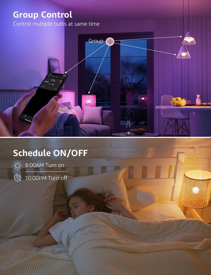 Lepro B2 AI Smart Light Bulbs, 1100LM WiFi & Bluetooth RGBWW Color Changing Light Bulb, Works with Alexa & Google Assistant, AI Voice Control, Music Sync, Via Lepro App, A19 75W Smart Bulbs, 2 Pack