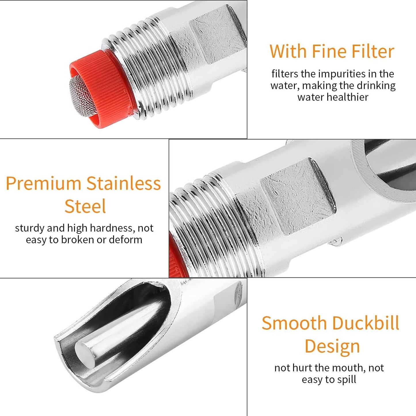 Water Nipple, 5Pcs Stainless Steel Automatic Drinking Feeder Red Duckbilled Poultry Watering System for Piglets Small Farm Animal Supplies