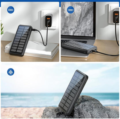 mivceklw Charger Portable, Solar Powers Bank, 10000mAh High-Capacity Battery, Duals USB Output Ports, Outdoor Travel Charge for Festival College Hiking Beach Camping 5.59x2.72x0.67in