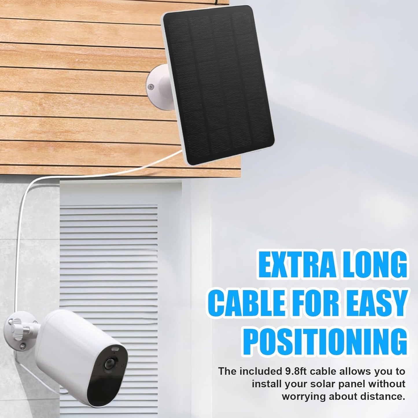 AZURAOKEY Solar Panel Charger Compatible with Arlo Essential Spotlight/XL Spotlight, 4W/6W Arlo Essential Solar Panel Charger, Waterproof with 9.8ft Micro USB Cable & Wall Mount