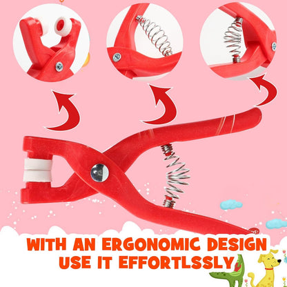 XANRONKJ Safety Eye Pliers Tool for Amigurumi, Safety Eye Snapper Crochet Tool Clamp & Stuffed 6-12mm Animal Eyes Making Supplies Tool (Red)