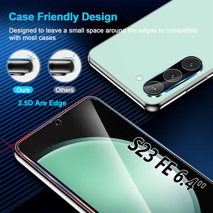 [3+3 Pack] for Samsung Galaxy S23 FE Screen Protector, 9H Tempered Glass, Ultrasonic Fingerprint Compatible, HD Clear Case Friendly for Samsung S23 FE Tempered Glass Screen Protector 5G