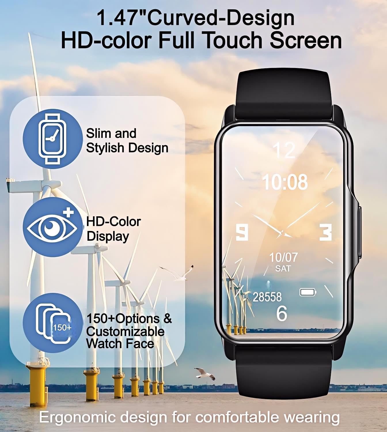 PLAZOR Smart Watches Fitness Tracker for Men Women(Black) with 115+ Sports Modes, 24/7 Heart Rate, Blood Oxygen, Sleep Tracker, Step Calorie Counter, IP67 Waterproof Watch for Andriod iOS