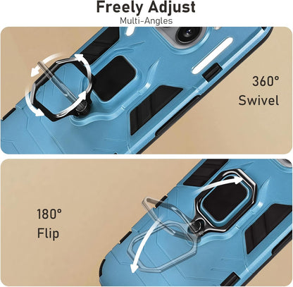 Solanaluna for Nothing Phone 2a Case, Case Dual Layer Protective Heavy Duty Armor Rugged [Military-Grade] Protective，Nothing Phone 2a Magnetic Kickstand Car Holder Phone Case (Blue)