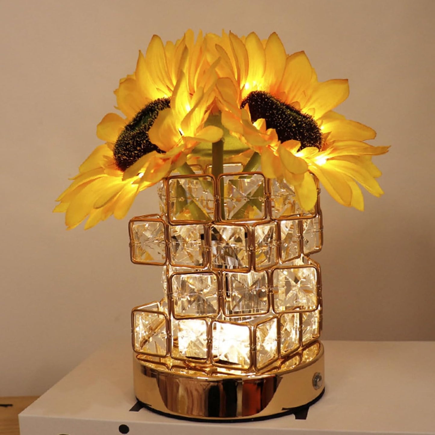 Touch Control Lamp, Rechargeable Sunflower Light, Led Tabletop Night Light, 8.66x4.72 Inches Soft Glow Ambience, USB Charging Port, Single Unit, Waterproof Bag for Bedroom, Desk