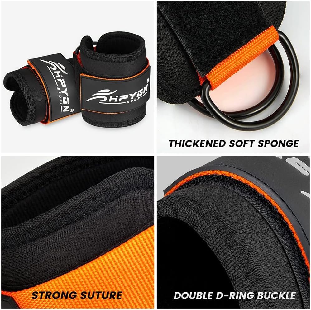 HPYGN Ankle Strap for Cable Machine Attachment, Gym Ankle Cuff for Leg Extensions, Lower Body Exercises, Booty Hip Abductors Exercise for Men Women, A Pair Adjustable Leg Straps with Neoprene Padding