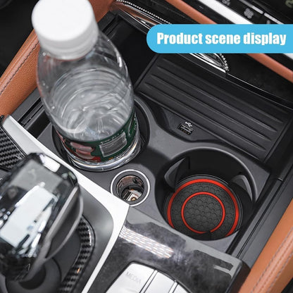 D-buy 4 Pcs Car Cup Holder Coasters, 7cm/2.75 inch Auto Non-Slip Anti Dust Cup Mats, Console Cup Holder Insert Coaster Auto Insulated Mats, Universal Interior Accessories for Most Cars(Red)
