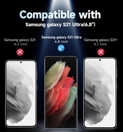 MAGIC JOHN 2 Pack for Samsung Galaxy S21 Ultra Screen Protector [Ceramic Film Material Not Glass] 6.8 inch,[100% Fingerprint ID Compatible] Easy Installation Tray, 3D Curved, Bubble