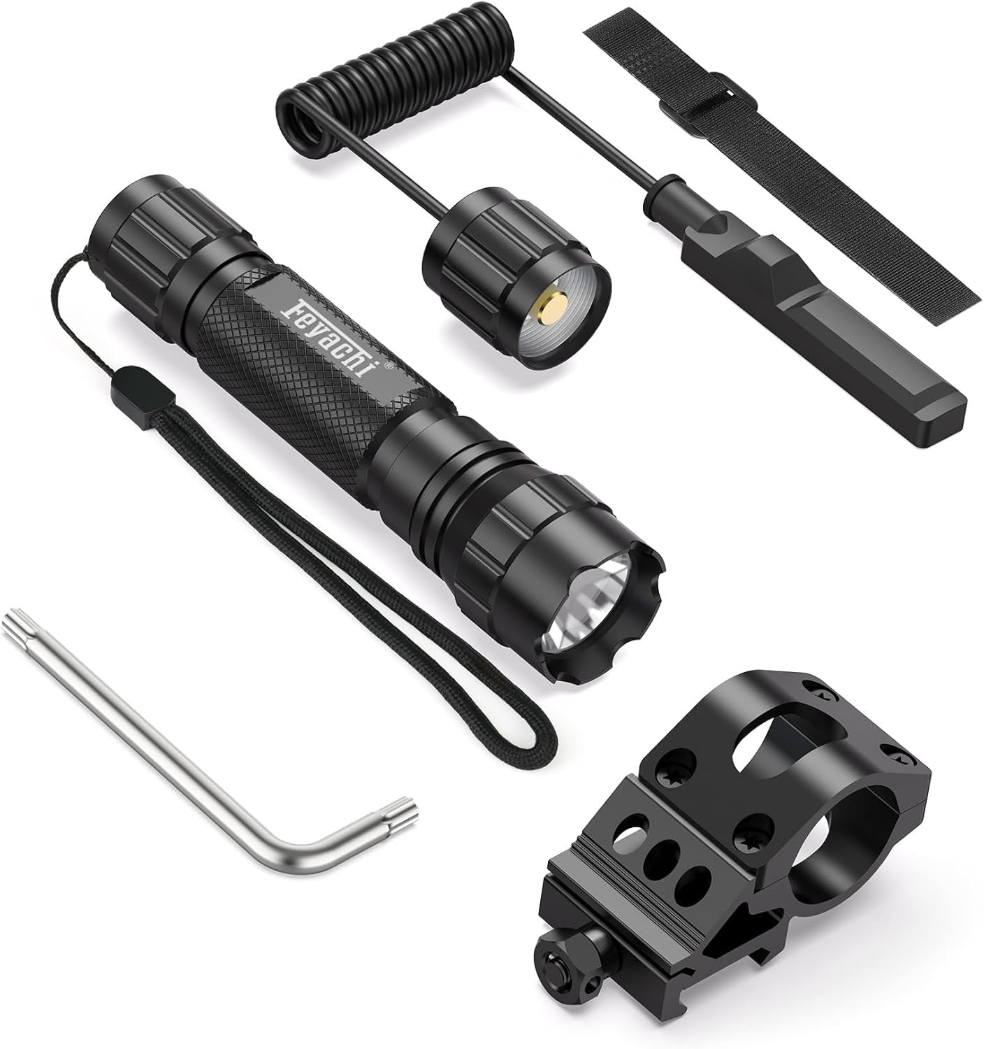 Feyachi FL11 Tactical Flashlight 1200 Lumen LED Light with Picatinny Rail Mount for Outdoor Hunting Shooting and Remote Switch Included