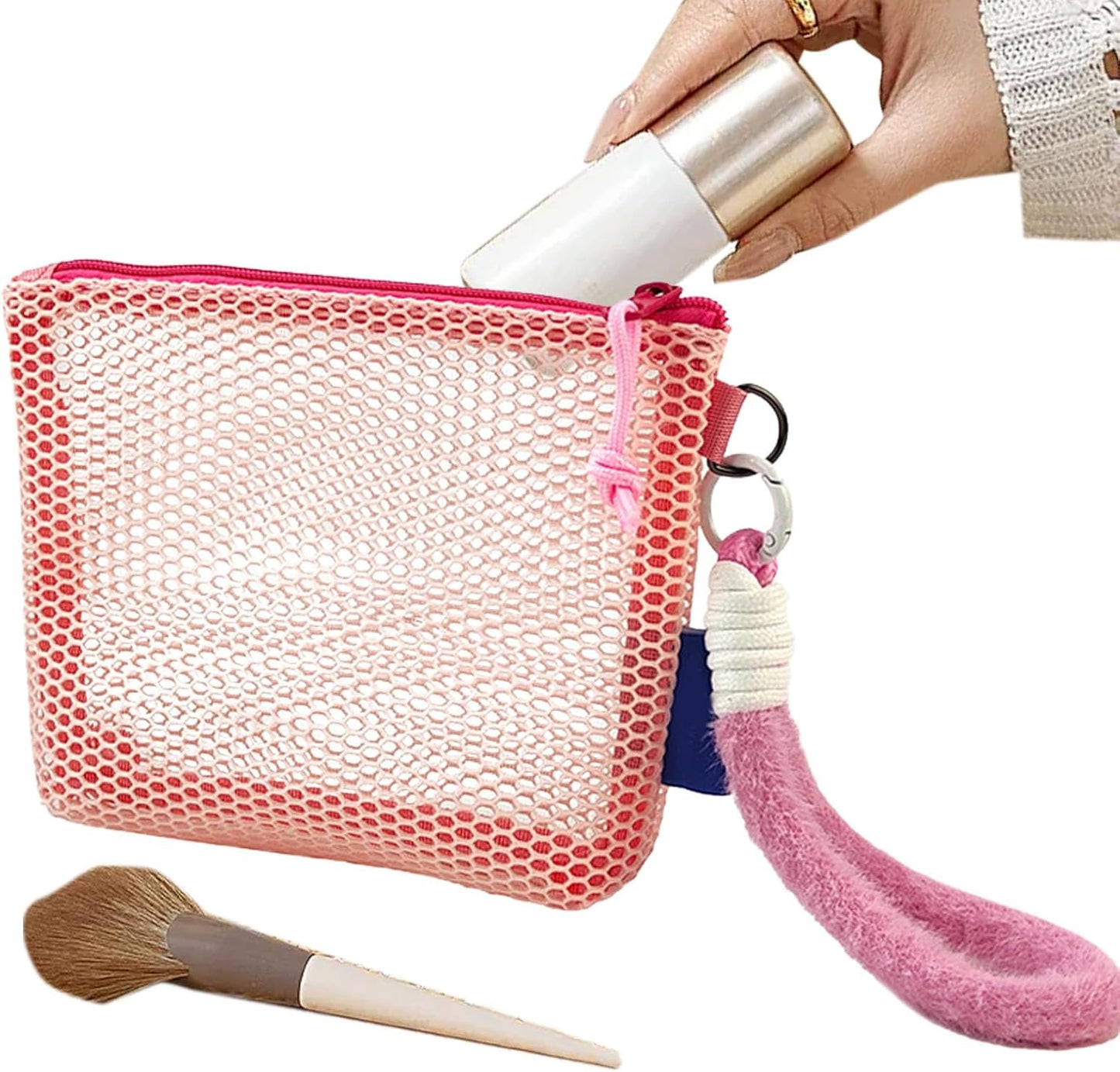 Clear Travel Makeup Bag, Lightweight Toiletry Organizer with Net Pockets 5,90 pollici, Portable Cosmetic Bag for Daily Use, Palestra, Car, Honeymoon, Vacation, Hiking, Dorm, Hotel, b, Se référer au