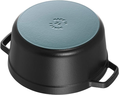 STAUB La Cocotte 7-Quart Cast Iron Round Cocotte, 6.75 L, Made in France, Black
