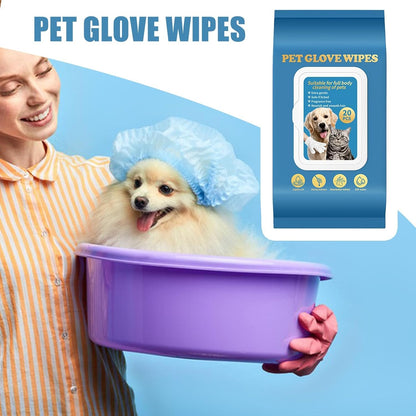 Pet Glove Wipes,Cat Bathing Wipes 20X | Comfortable Waterless Washer Brush for Daily Care, Washing Grooming Bathing, Paw Hygiene