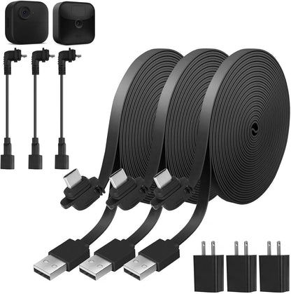 Uogw 3Pack 33ft/10m Power Cable and Adapter Compatible with Blink Outdoor 4 (4th Gen)/Blink (3rd Gen) XT3/Blink XT2/XT,Weatherproof Outdoor Charging Power Cord,Flat Extension Cable for Blink Camera