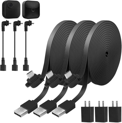 Uogw 3Pack 33ft/10m Power Cable and Adapter Compatible with Blink Outdoor 4 (4th Gen)/Blink (3rd Gen) XT3/Blink XT2/XT,Weatherproof Outdoor Charging Power Cord,Flat Extension Cable for Blink Camera