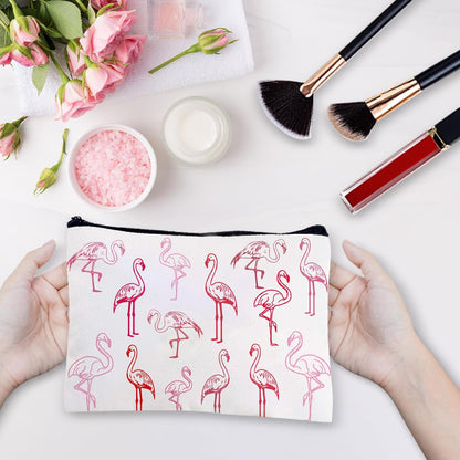 CREATCABIN Flamingo Makeup Bags Pink Cosmetic Pouch Zipper Pouches Pencil Case Polycotton Toiletry Bag Travel Organizer Bag Accessories Gifts Mom Girlfriend Wife Teacher 25 x 18 cm