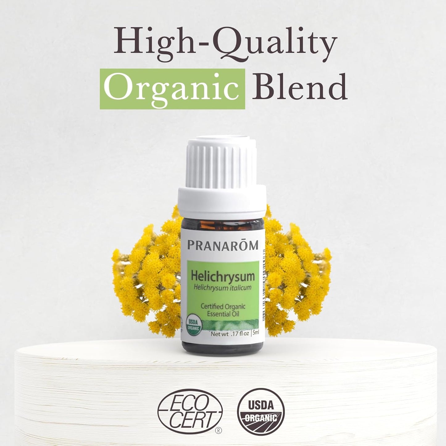 Pranarom USDA Certified Organic Helichrysum Essential Oil (5ml), 100% Pure Natural Therapeutic Grade for Skincare, Lotions, Aromatherapy, Diffusion, and Wellness