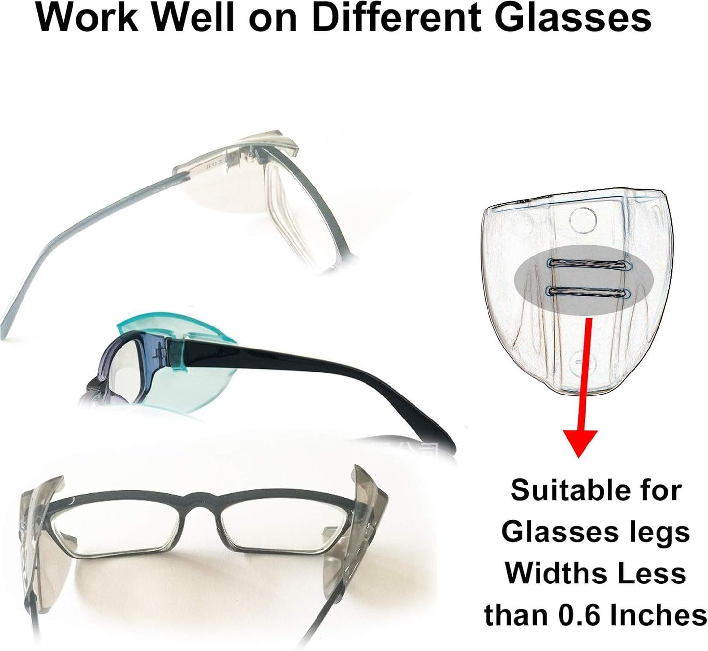 WAHAH 5 Pairs 5 Colors Side Shields for Eyeglasses - Safety Protection Side Shields for Glasses (Transparent, Bronze, Blue, Red, Green)