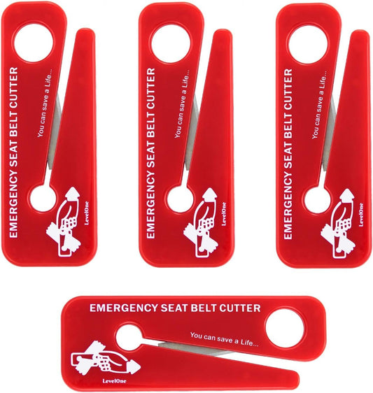 LINE2design LevelOne 62175-4 Emergency Portable Seat Belt Cutters - EMS - Firefighter - Car Safety Tool 4 Pack