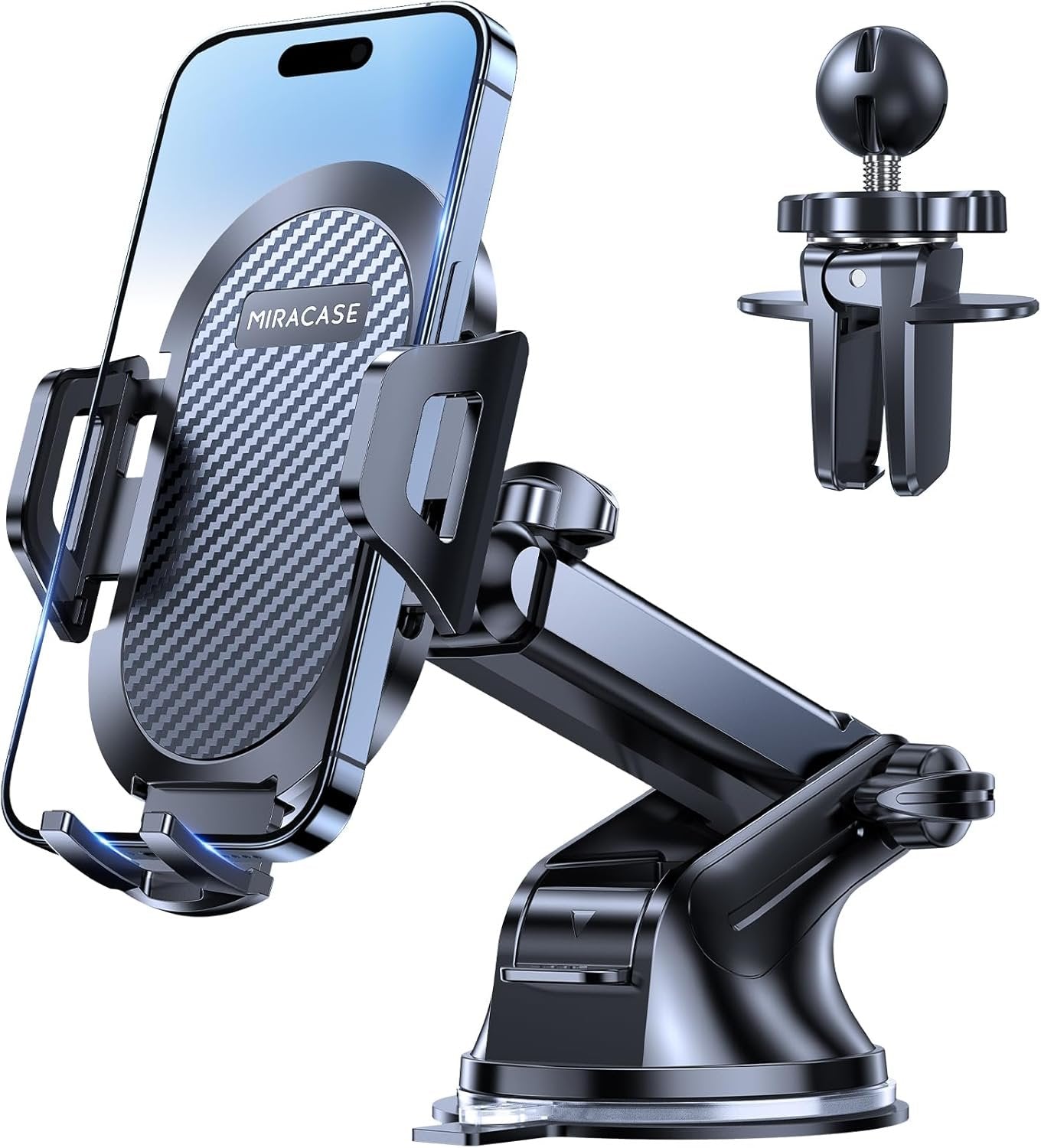 Miracase Phone Holders for Your Car, Multifunctional Car Phone Holder with Suction Cup Base, Hands Free Universal Cell Phone Car Mount, Automobile Phone Mount Car for iPhone Android Smartphones(Base)