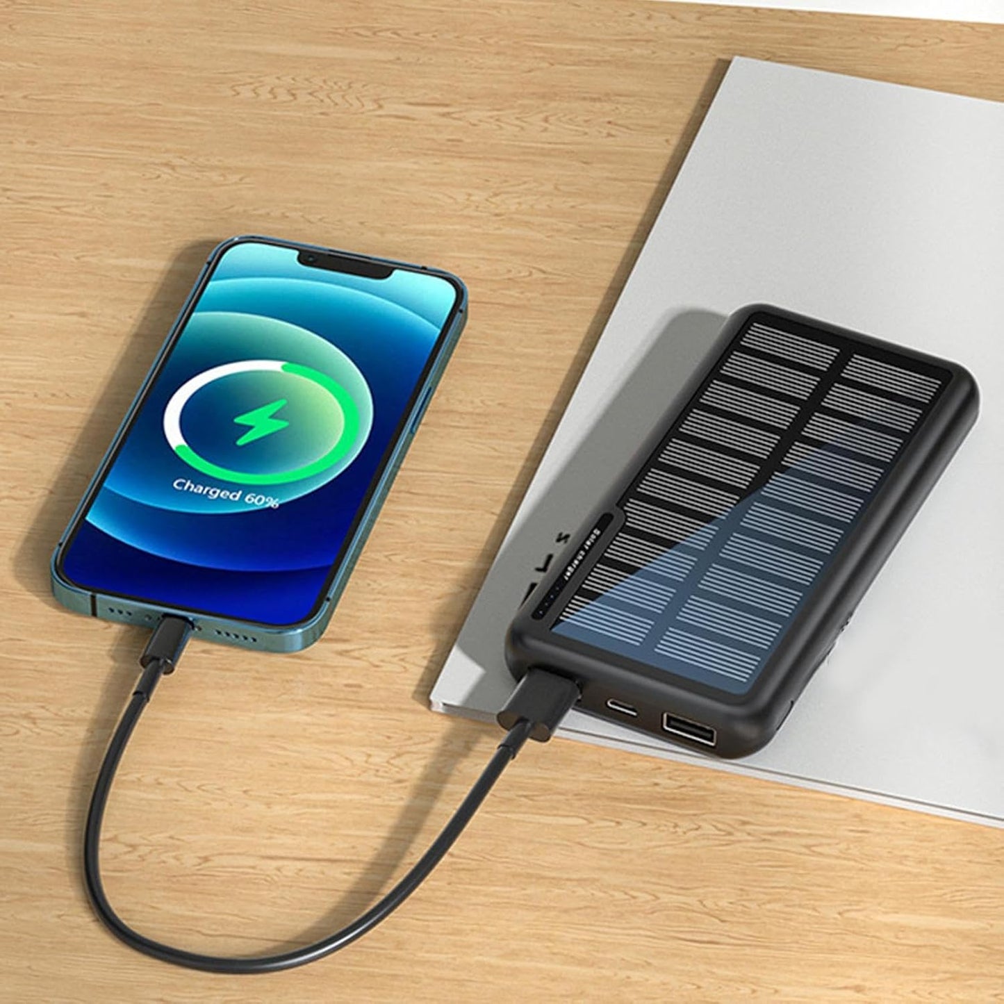 Ungtyb Solar Powers Bank, Portable Battery Charger, Compact Travel Accessory 10000mah Capacity Fast Charging for Camping, Hiking, Festivals, Flights, 5.59x2.72x0.67 Inches
