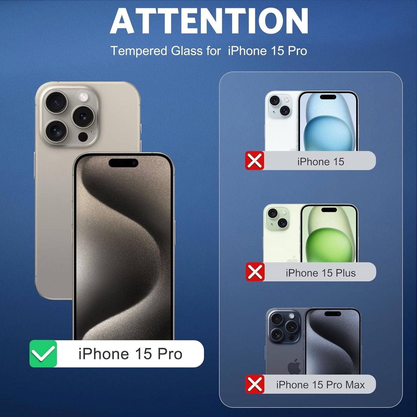 OMOTON Screen Protector for iPhone 15 Pro, 3 Pack Tempered Glass Screen Protector with 3 Pack Camera Lens Protector for iPhone 15 Pro 6.1-inch, Case Friendly/Easy Installation with Alignment Framework