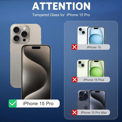 OMOTON Screen Protector for iPhone 15 Pro, 3 Pack Tempered Glass Screen Protector with 3 Pack Camera Lens Protector for iPhone 15 Pro 6.1-inch, Case Friendly/Easy Installation with Alignment Framework
