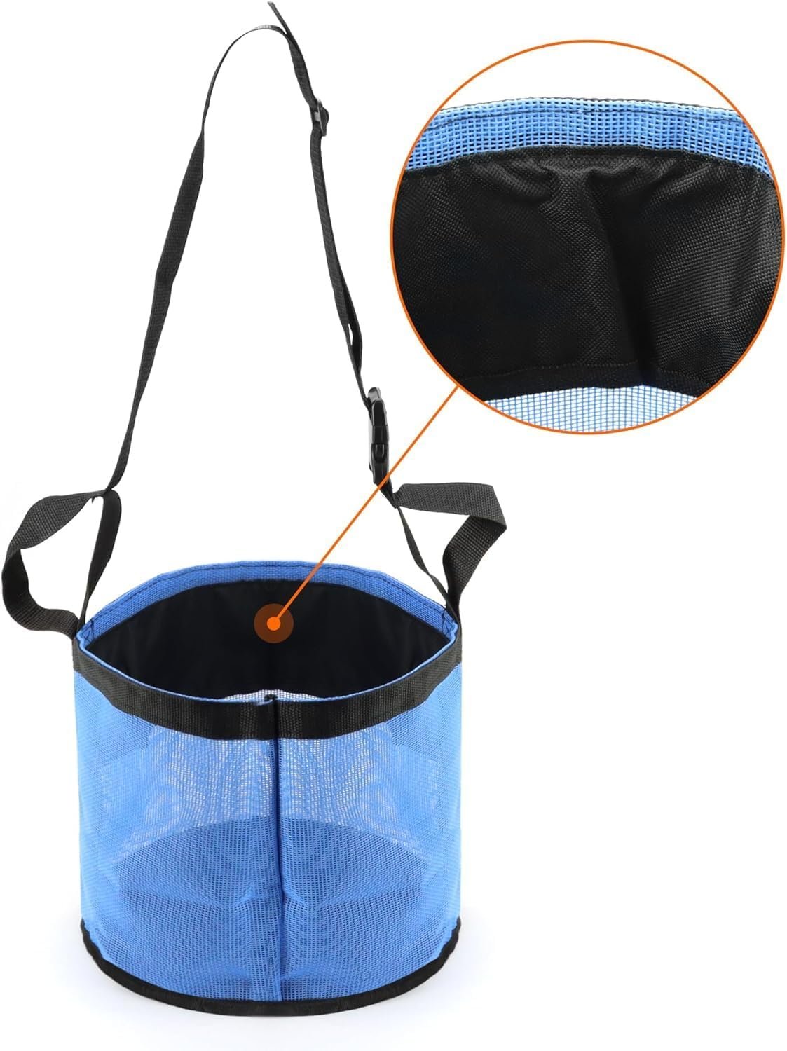 Comfort Breathable Horse Feed Bag, Mesh Feed Bucket, Mesh Designed Feeding Bag with Adjustable Strap and Waterproof Bottom, Horse Feeder Bag Storage, for Horse Feeding Supplies Muzzle Feed (2 Black)