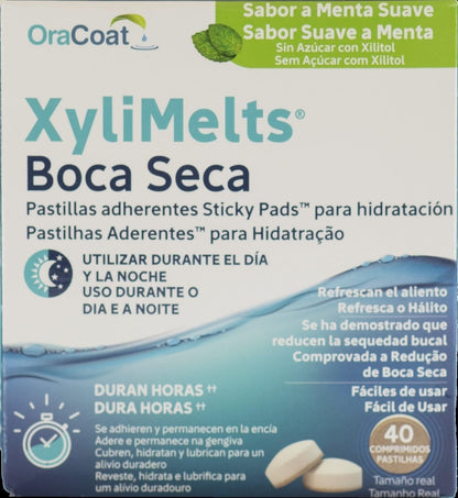 OraCoat XyliMelts 40 Adhesive Pads Against Caries and Oral Dryness - Mild Mint