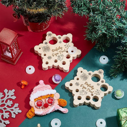 PH PandaHall 2pcs Snowflake Safety Eye Tool for Amigurumi, Safety Eyes Insertion Tool Wood Auxiliary Tool for Attaching Safety Eyes Washers Craft Eyes Tool for Crochet Stuffed Animal Eyes, 9 Holes: 6-29mm