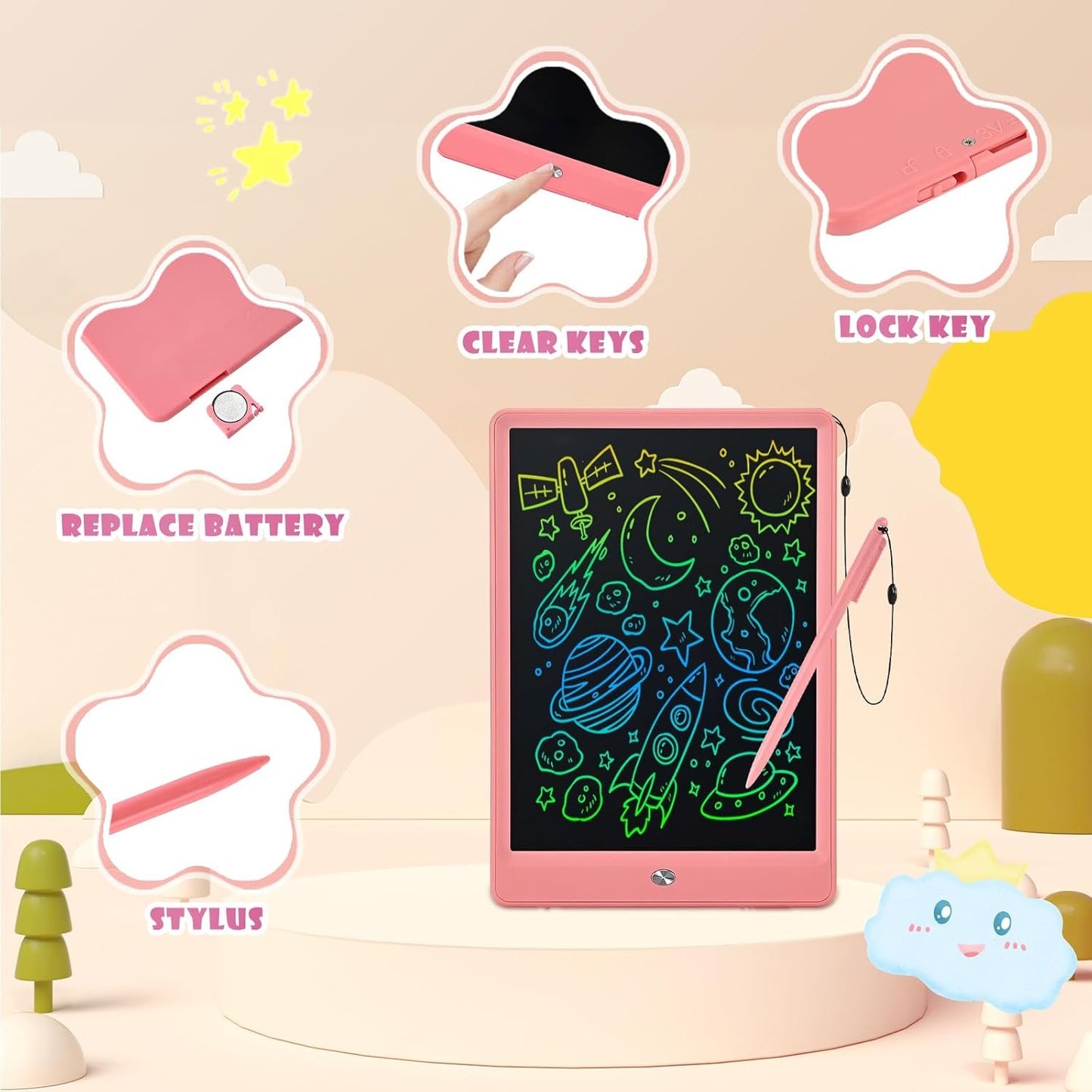 EooCoo Toys for 3-6 Years Old Girls Boys, 10 Inch LCD Writing Tablet, Electronic Drawing Tablet, Doodle Board, Party Birthday Gifts for Kids, Educational Learning Toys Toddler Travel Essentials