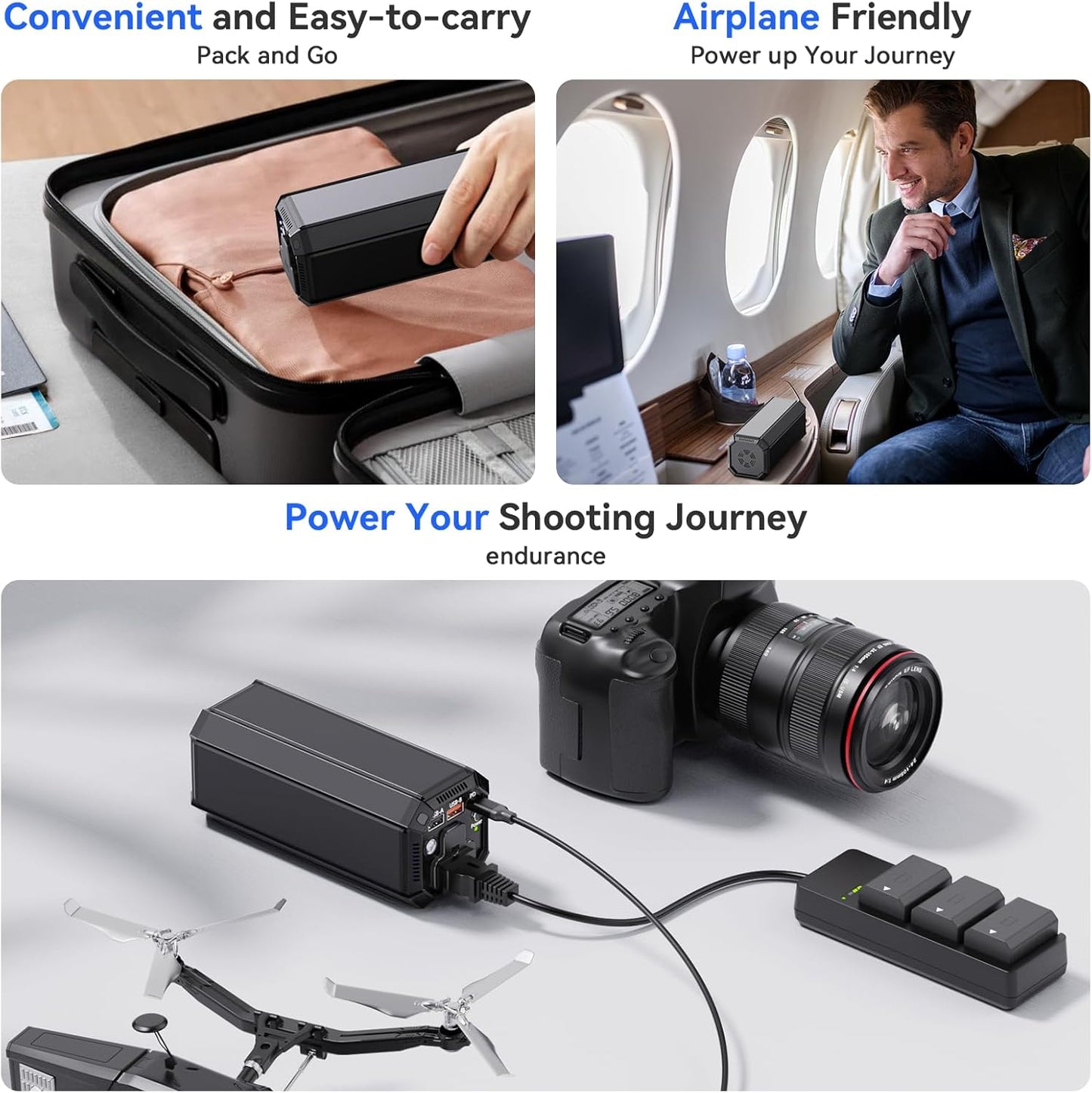 Portable Power Bank with AC Outlet, 100W Portable Laptop Charger, 98Wh/27000mAh High Capacity with 65W PD USB C Laptop Battery Bank, Backup Power Source for Business Travel and Outdoor Activities