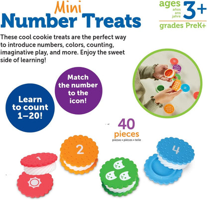 Learning Resources Mini Number Treats, 40 Pieces, Ages 3+, Cookies Toys, Counting, Colors, Learning & Education Toys, Montessori Toys for Kids, Baby & Toddler Toys